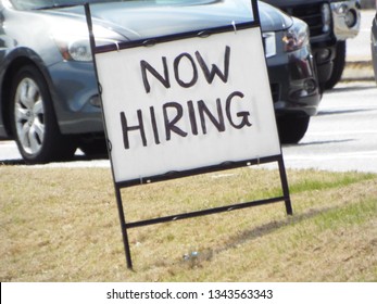 Now Hiring Sign Outdoors