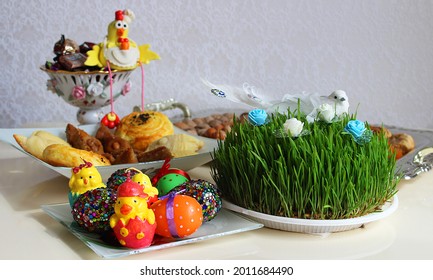 Nowruz Feast. Nowruz Table. Sprouted Wheat. Azerbaijan Holiday. Traditional Holiday