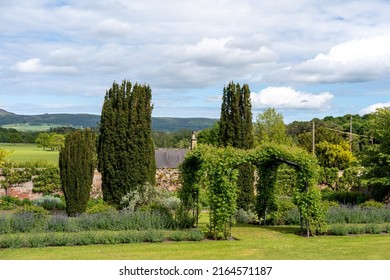 Nr. Wooler, Northumberland, UK: May 29th, 2022: Cottage Garden View At Lilburn Tower, A Mansion House Gardens Open Through The National Gardens Scheme.