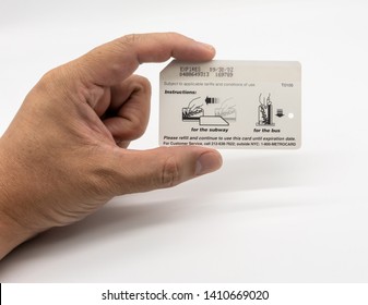 NTC Metro Card. Bangkok, Thailand. May 29, 2019 : NYC MTA Metrocard New York City Subway Train Isolated On White Background.