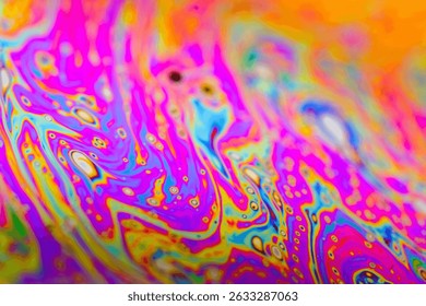 ntense abstract pattern on soap bubble surface macro