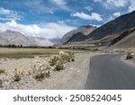 Nubra Vally in Ladakh, India the scenic view of leh ladakh with free space