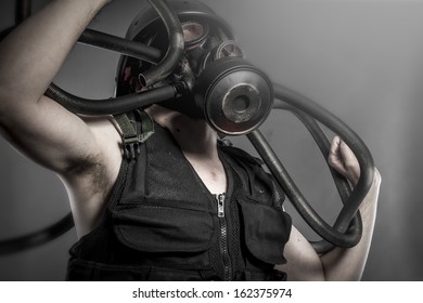 Nuclear Disaster, Man With Gas Mask, Protection