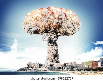 Nuclear Explosion In City Near The Beach