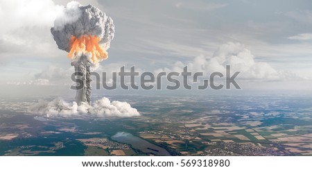 Nuclear explosion from height of bird's flight.
