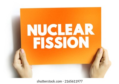 Nuclear fission text quote on card, concept background