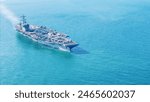 Nuclear Navy ship, Military navy ship carrier full loading fighter jet aircraft for prepare troops. nuclear carrier running in the ocean