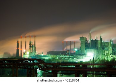 Nuclear Plant In Japan At Night