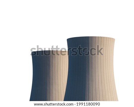 Nuclear power plant against on white isolated