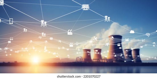 Nuclear Power Plant And Communication Network.  Smart Grid.