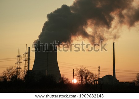 Nuclear Power Plant during sunset