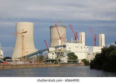 Nuclear Power Station On The River Bank