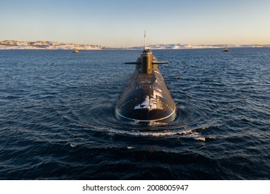 nuclear powered submarine in the bay.