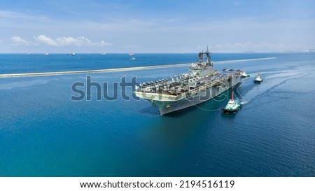 Nuclear ship Military navy ship war ship carrier full loading fighter jet aircraft and helicopter patrol