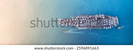 Nuclear war ship, Navy ship, Military navy. nuclear carrier running in the ocean. Military navy ship carrier full loading fighter jet aircraft for prepare troops.