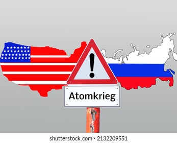 Nuclear War Warning Sign Between Usa Stock Photo 2132209551 | Shutterstock