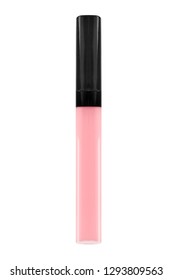 Nude Pink Lip Gloss Tube On White Background