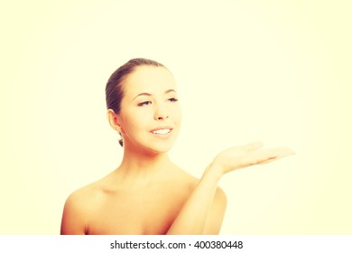 Nude Woman Open Hand Showing Space Stock Photo Shutterstock