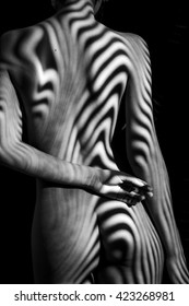nude woman sexy Artistic black and white line blur photo