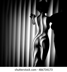 nude woman sexy Artistic black and white line blur photo
