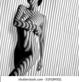 nude woman sexy Artistic black and white line photo