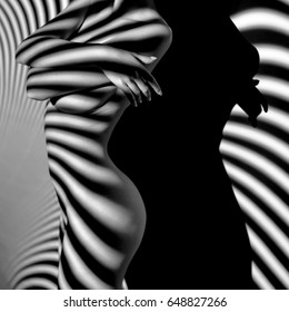 nude woman sexy Artistic black and white line art photo