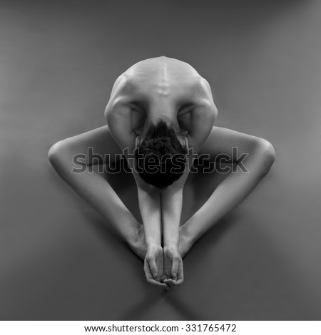 Black and white photography of nude yoga photo 679
