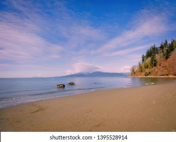 Nudist Wreck Beach During Sunny Day In Vancouver, British Columbia, Canada