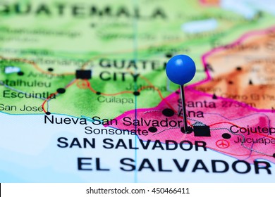 Nueva San Salvador Pinned On A Map Of El Salvador
