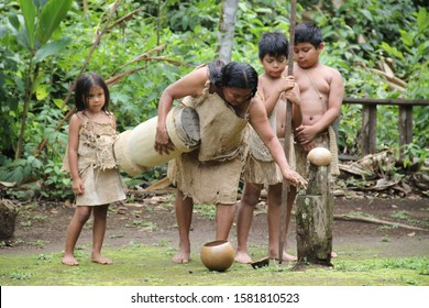 Nuevo Arenal, Costa Rica - March 15th 2017 : Indians Theater Show For Tourists