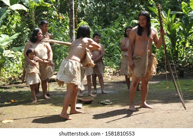 Nuevo Arenal, Costa Rica - March 15th 2017 : Indians Theater Show For Tourists