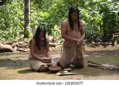 Nuevo Arenal, Costa Rica - March 15th 2017 : Indians Theater Show For Tourists