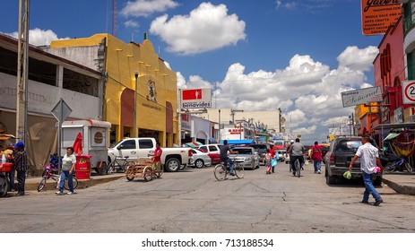 NUEVO PROGRESO, MEXICO - APRIL 23: A Busy Intersection In The Mexican Border Town Of Nuevo Progreso, Mexico On April 23rd, 2016.