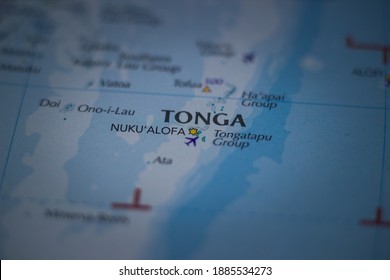 Nukualofa, The Capital City Of The Tonga On A Geographical Map