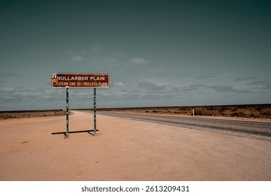 Nullarbor Plain Dessert Sign Eastern end of the treeless plain -  Start of the treeless plain