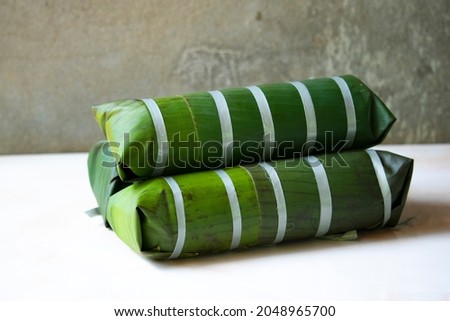 Num Ansom Jrouk or Khmer sticky rice steam cake, Khmer transition cake, Khmer New Year, Pchum Ben day.
