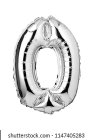 Number 0 Of Silver Foil Balloon Isolated On A White Background