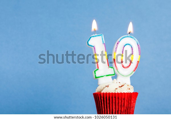 Number 10 Birthday Candle Cupcake Against Stock Photo (Edit Now) 1026050131