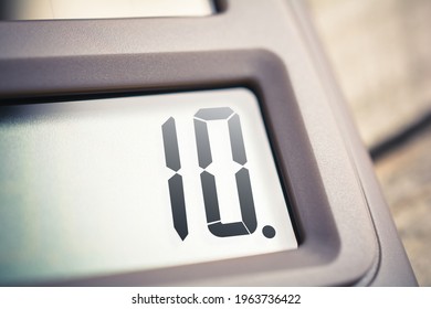 Number 10 On The Display Of A Solar Calculator - Powered by Shutterstock