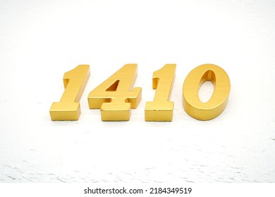      Number 1410 is made of gold painted teak, 1 cm thick, laid on a white painted aerated brick floor, visualized in 3D.                                 