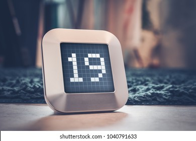 The Number 19 On A Digital Calendar, Thermostat Or Timer