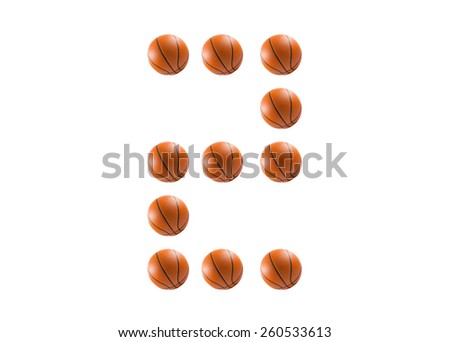 Number 2, alphabet from basketball balls