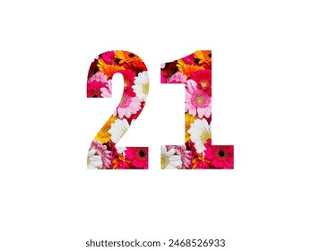 Number 21 floral motif Isolated white background - Powered by Shutterstock