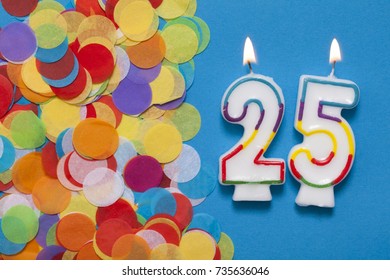 Number 25 Celebration Candle With Party Confetti