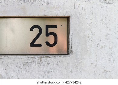 The Number 25 On Metal Plate