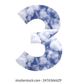 number 3 cloud textured and white background  - Powered by Shutterstock