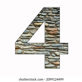 Number 4 - Four digit on rustic stone background - Shutterstock ID 2099124499
