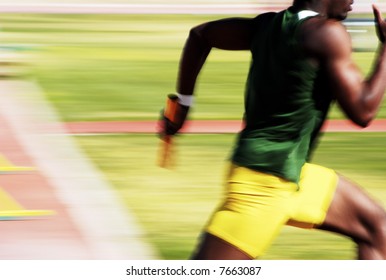 Number 4 runner in the 4x100 relay race. - Powered by Shutterstock