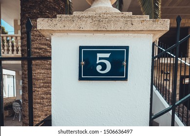 Number 5 Door Sign On A Tile