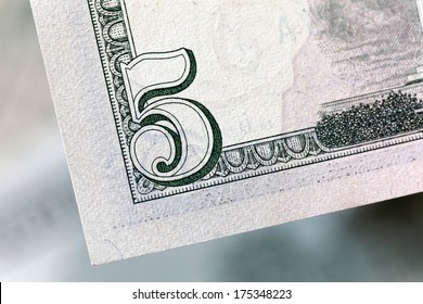 Number 5. Fragment Of $5 Banknotes